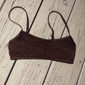 LA Hearts by Pacsun Brown Ribbed  Adjustable Bikini Top
